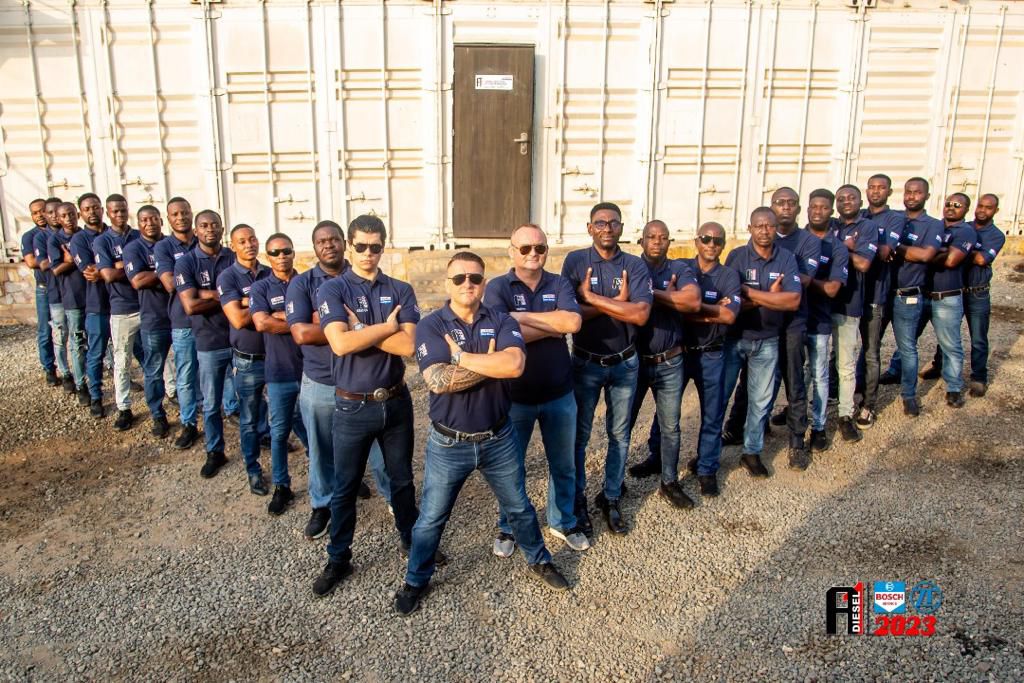 Aldis Ozols with his crew in Ghana